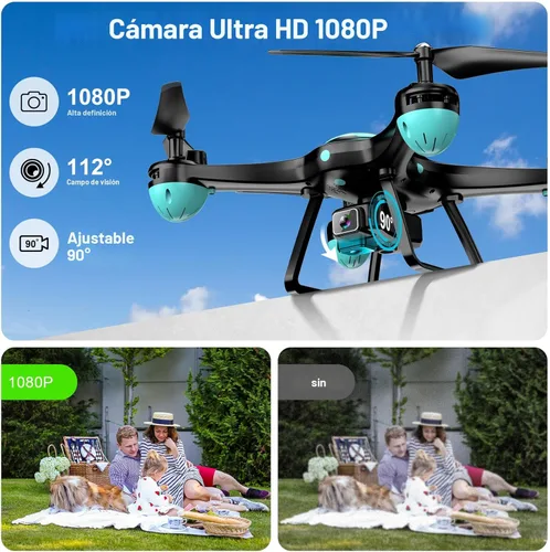 Miniatura 3 de Dron con cámara de 1080P para principiantes, cuadricóptero de control remoto con opción de gestos para selfies, retención de altitud, inicio con una