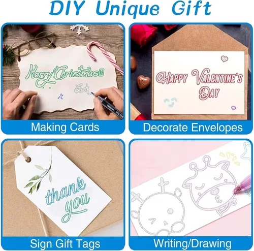 Miniatura 5 de Muchcute Marcadores Brillantes con Contorno Bolígrafos de Gel con Purpurina: 36 Rellenos para Calcetines Regalos para Preadolescentes y Adolescentes