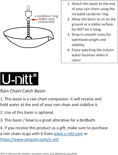 Miniatura 7 de U-nitt Cuenco colector de derrames de bajante de 10 pulgadas para anclaje de cadena de lluvia y estaca Recolección de agua de lluvia para techo