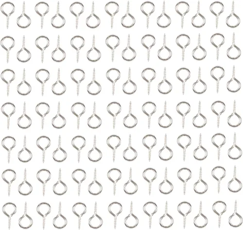 Miniatura 7 de 100 ganchos pequeños de tornillo para manualidades, 0.236 x 0.512 in (plata oscura)