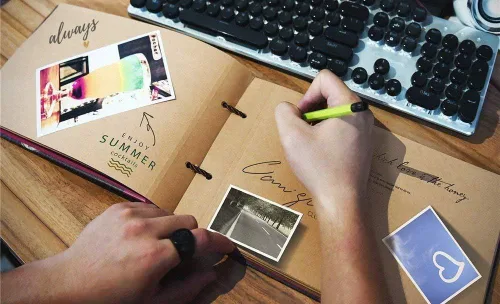 Miniatura 7 de Álbum de Fotos para Scrapbook, Nuestro Libro de Aventuras, Palabras en Relieve Tapa Dura Película Up Álbum de Recortes de Viaje para Aniversario