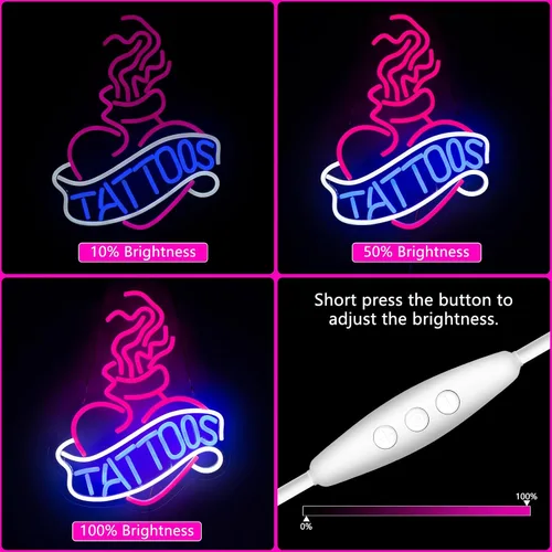 Miniatura 3 de Letrero de neón de tatuaje para decoración de pared, luces LED para sala de estudio, decoración de tatuajes, letreros de neón estéticos