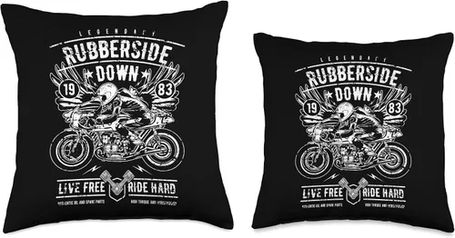 Miniatura 3 de Retro Cafe Racer Rubberside Down Motorcycle Race Design Throw Pillow