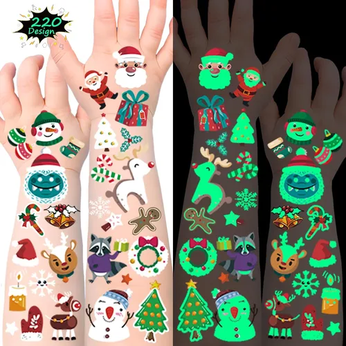 Miniatura 9 de 170 estilos que brillan en la oscuridad tatuajes de Halloween para niños, tatuajes temporales, calcomanías luminosas para niños y niñas, calabaza