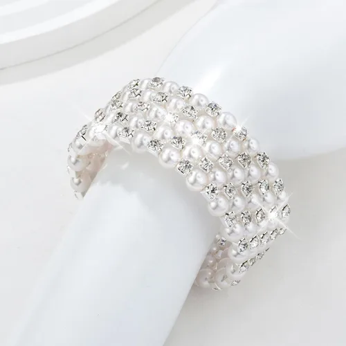 Miniatura 5 de Long tiantian Juego de pulseras de perlas para mujer, pulsera de diamantes de imitación de cristal multicapa, brazaletes con cuentas elásticas