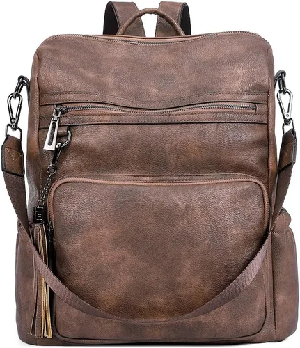 CLUCI Mochila Bolso para Mujeres Mochila de Viaje de Cuero Grande Mochila para Mujeres Diseñador de Moda Bolsas de Hombro para Dama con Borla,