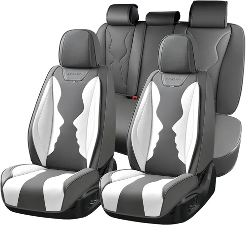 Miniatura 64 de Coverado Juego completo de fundas de asiento de automóvil, fundas de asiento negras para asientos delanteros y traseros de automóvil, protector