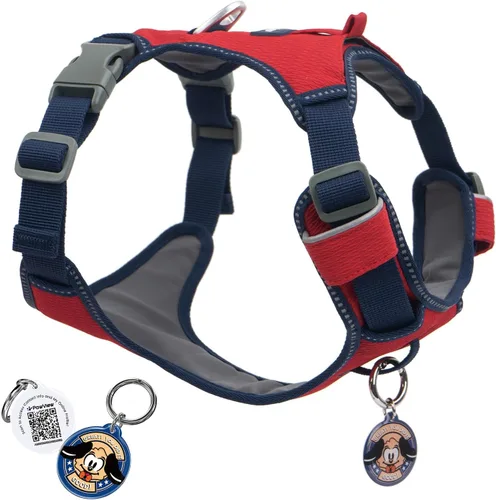 Miniatura 8 de Arnés para perro sin tirones a prueba de fugas para perros pequeños y cachorros, chaleco ligero ajustable con clip frontal y trasero, bolsillo