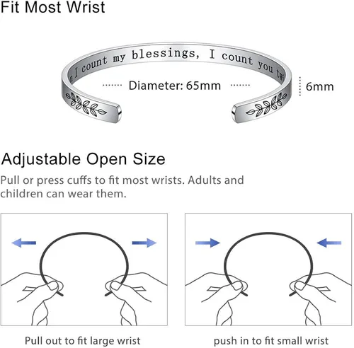 Miniatura 7 de M MOOHAM - Brazalete inspirador con cita grabada, acero inoxidable, regalo de cumpleaños, Navidad, regalo divertido para mejor amiga, hija, hijo