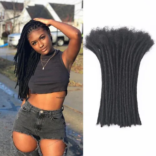 Miniatura 12 de Extensiones Loc de 10 pulgadas de grosor de cabello humano de 10 pulgadas, 10 hebras, extensiones de rastas de cabello humano para mujeres