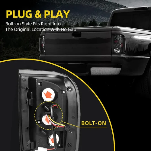 Miniatura 5 de DWVO Conjunto de luces traseras compatibles con Ford Ranger 01-05 2001 2002 2003 2004 2005 luces traseras de repuesto LED