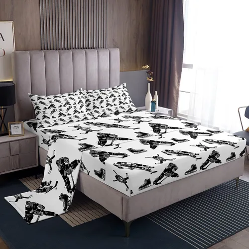 Miniatura 16 de Feelyou Football Bed Sheets Set Twin Size Basketball Sports Deep Pocket Fitted Sheet Soccer Ball Game Bedding Sets Black Baseball Gaming Soft Bed
