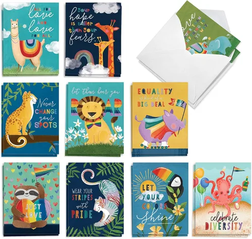 Miniatura 13 de The Best Card Company - Surtido de 20 tarjetas de notas en blanco (4 x 5.12 pulgadas) (10 diseños, 2 de cada uno) - Globo pequeño AM7045OCB-B2x10
