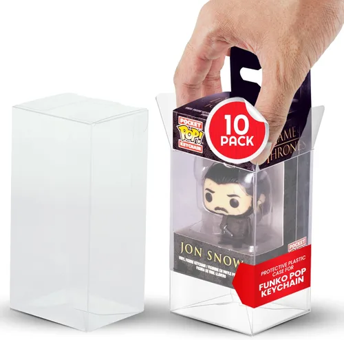 EVORETRO Funko - Estuche protector de plástico para llavero Funko Pocket Pop de tamaño estándar, paquete de 10 unidades, grueso, transparente, caja