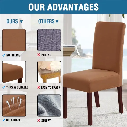 Miniatura 6 de H.VERSAILTEX Juego de 2 fundas 100% impermeables para sillas de comedor, fundas elásticas para sillas de comedor, fundas protectoras para sillas