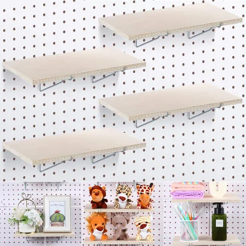 Miniatura 7 de Blulu Juego de 4 estantes grandes para tablero de clavijas, soportes de almacenamiento resistentes a las manchas, estantes organizadores de tablero