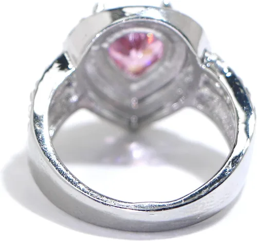 Miniatura 4 de Anillo de plata de ley 925 con diamantes de imitación rosa brillante con forma de gotas de agua, circonita cúbica, anillo de compromiso