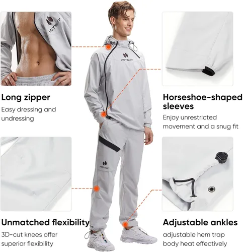 Miniatura 3 de HOTSUIT Chaqueta de sudor de traje de sauna para hombre de alta tecnología para fitness, logotipo sensible a la temperatura, lavable a máquina