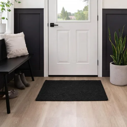 Miniatura 4 de Homemonde - Alfombra de yute, 2'x3', rectangular, decoración bohemia para el hogar, alfombra reversible y trenzada tejida a mano, estilo rústico