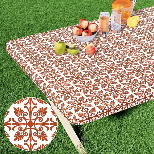 Miniatura 16 de Misaya - Mantel de vinilo rectangular, mantel elástico con respaldo de franela, 100% impermeable, cubierta de plástico para mesas plegables de 4