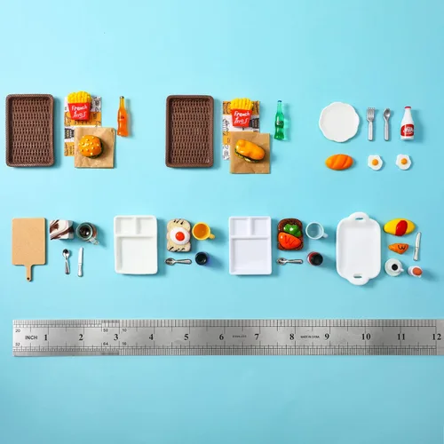 Miniatura 3 de 38 piezas de accesorios en miniatura para casa de muñecas, juguetes de comida en miniatura, juegos de miniaturas, alimentos pequeños para muñecas