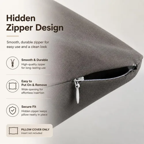 Miniatura 5 de Evolive Nueva Funda de Almohada Corporal de Hilo 300TC 100% Algodón con Cierre de Cremallera Oculto 21"x54" (Gris Carbón)