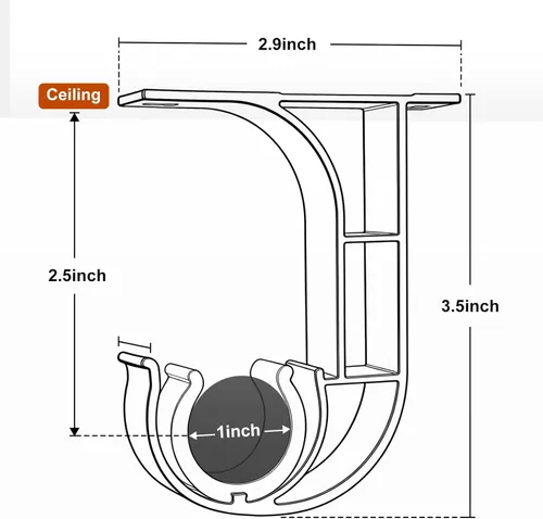 Miniatura 5 de Paquete de 4 soportes para barra de cortina de techo, soportes resistentes para cortineros, ganchos para barra de cortina de techo, soportes