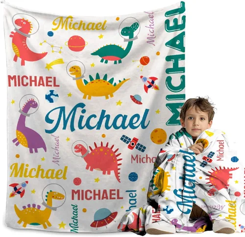 Miniatura 21 de Manta personalizada de bosque azul para niños y niñas, manta personalizada de animales salvajes, regalos para bebé, vaca, guardería, mantas