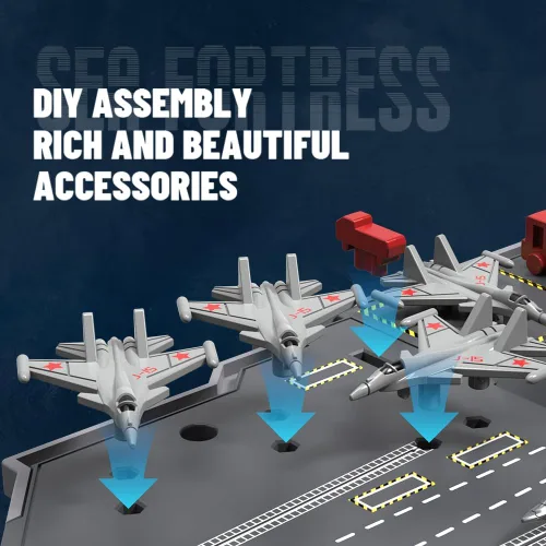 Miniatura 4 de Barcos RC para niños de 8 a 12 años, buque de guerra de 16 pulgadas, portaaviones y avión con 2 baterías recargables, barco militar de control