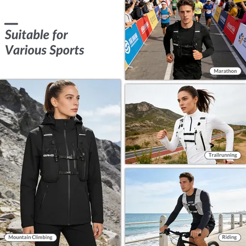 Miniatura 7 de Chaleco para correr para mujeres y hombres, correas ajustables para el pecho, chaleco de hidratación para correr con vejiga de agua de 1.5 L