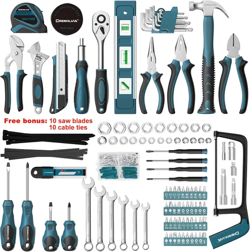 Miniatura 5 de Kit de herramientas para el hogar, 199 piezas, juego de herramientas básicas de reparación de automóviles para el hogar, caja de herramientas