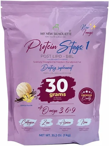 MI NUEVA SILUETA Proteína médica Post BBL Stage 1 My New Silhouette (vainilla) omegas 3, 6, 9 potencializados con treinta gramos de proteína por
