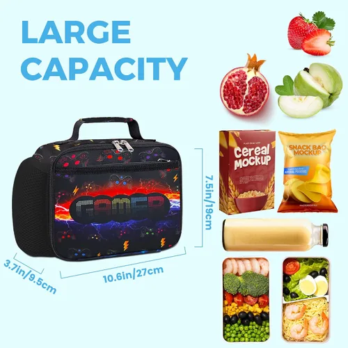 Miniatura 2 de RLGPBON Bolsa de almuerzo para niños, lonchera aislada para niñas y niños, bolsa de almuerzo para niños y adolescentes, bolsas de viaje lindas