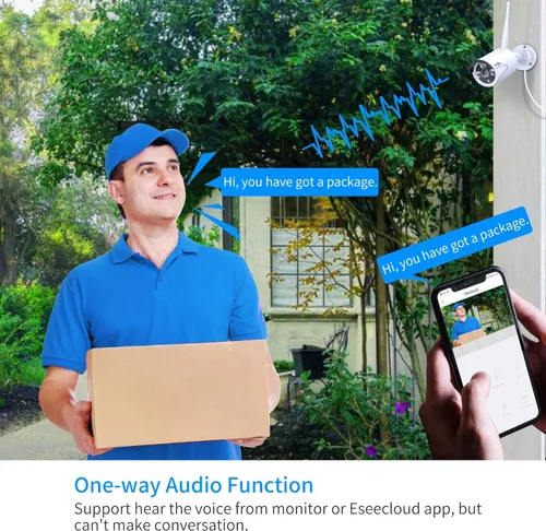 Miniatura 3 de Hiseeu - Cámara adicional de 2 paquetes 5MP de cámara de seguridad inalámbrica para exteriores, lente de 3.6mm impermeable para interiores