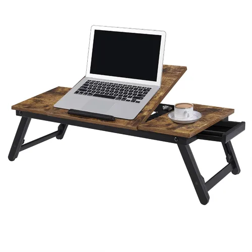 Miniatura 8 de SONGMICS ULLD110B01 - Mesa de escritorio para laptop, bandeja para cama o sofá, desayuno, parte superior inclinable ajustable, para diestros