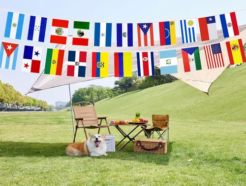 Miniatura 6 de Banderas de cuerda para decoración de América Latina, 22 banderas de países de habla española, banderines para decoración de eventos del mes