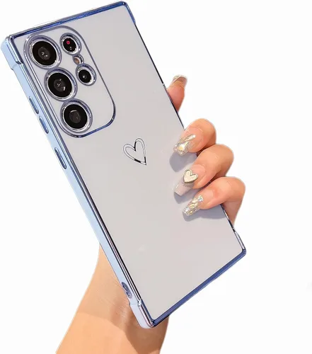 Miniatura 10 de ZTOFERA Funda diseñada para Samsung Galaxy S22 Ultra 5G, bonito borde chapado con patrón de corazones de amor con protección para lente de cámara