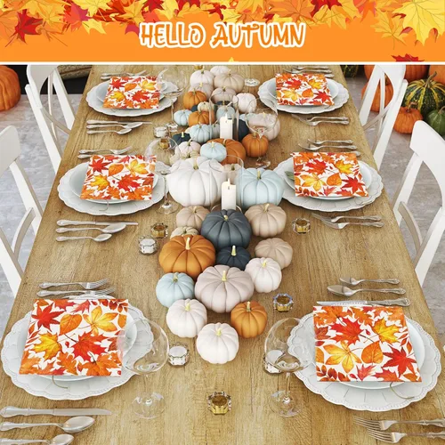 Miniatura 5 de Sherr 200 servilletas de papel de Acción de Gracias, servilletas de papel desechables para bebidas de otoño, toalla de invitados de otoño, toalla