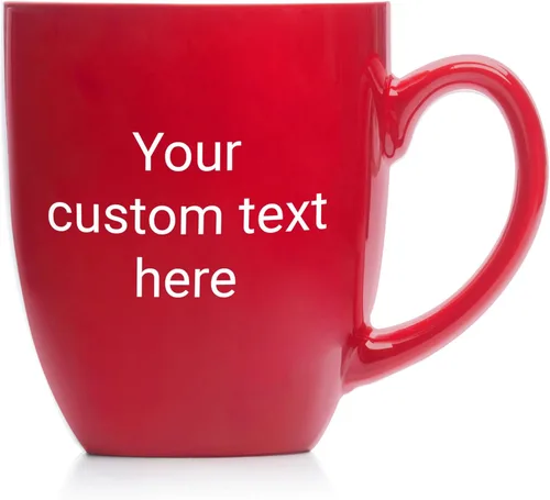 Taza de café personalizada grabada "Crea tu propia taza" (Rojo) - Gran taza de café personalizada, taza grande personalizada, taza personalizada con