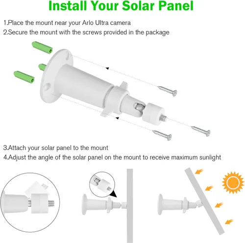 Miniatura 3 de Paquete de 3 cargadores de panel solar compatibles con Arlo Pro 5S 2K/Arlo Pro 4/Arlo Pro 3/Arlo Ultra 2/Arlo Ultra/Go 2, con cable de carga Plateado