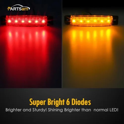 Miniatura 3 de Partsam 20 indicadores de luz LED ámbar y rojo de 3.8 pulgadas [aprobado por DOT] para remolque, camión, caravana, motocicleta, resistente al agua