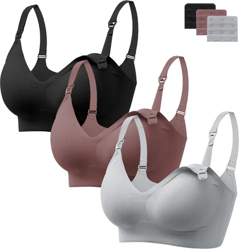 HBselect 3 brasieres de lactancia para lactancia materna, sin costuras, sin costuras, brasier de maternidad, bralette para dormir durante el