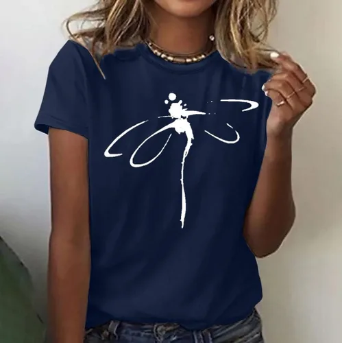 Miniatura 27 de Camiseta con estampado de animales para mujer, camiseta de libélula divertida, linda camiseta de manga corta, blusa de primavera 2023, camisas