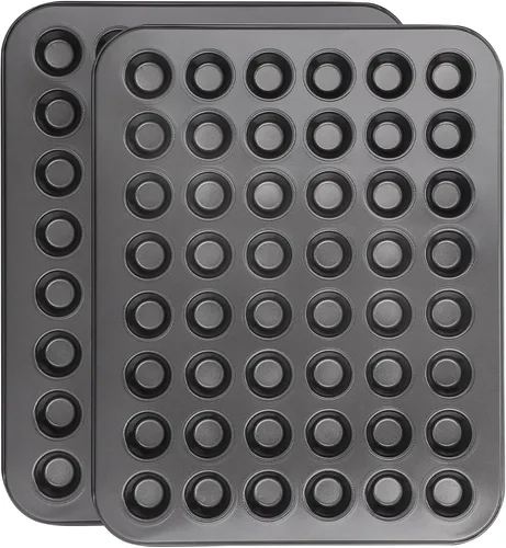 Miniatura 13 de Beasea Bandeja para brownie con divisores, 2 juegos de moldes cuadrados para cupcakes para brownies, 12 mini cavidades antiadherentes para hornear
