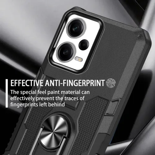 Miniatura 9 de Funda para Xiaomi Redmi Note 12 Pro 5G/Xiaomi Poco X5 Pro 5G Metal CD Patrón Anillo Titular Funda Teléfono Móvil Funda Protectora Anti-Caída Negro