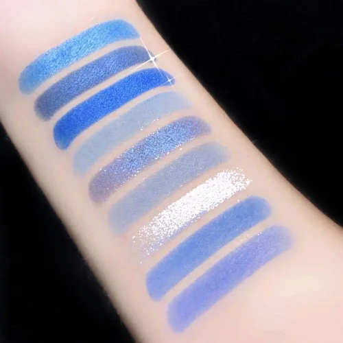 Miniatura 3 de Go Ho Paleta de sombra de ojos de maquillaje en polvo azul, gris y blanco, 9 estilos, diseño mate y perla brillante, impermeable, paleta de sombra