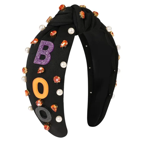 Miniatura 12 de Diademas de fantasma de Halloween para mujer, diadema de araña espeluznante con cuentas de diamantes de imitación de cristal, accesorios