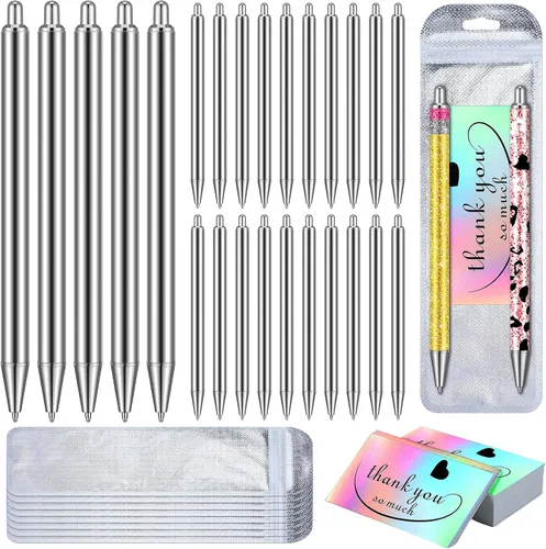 Miniatura 8 de Qilery Juego de 15 bolígrafos epoxi en blanco de resina de acero inoxidable para envolturas UV Dtf, bolígrafos de sublimación, bolsa resellable