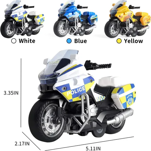 Miniatura 3 de Juguete de Motocicleta de Policía - Juguete de Motocicleta de Retroceso con Sonido y Luz, Motocicletas de Juguete para Niños, Juguetes para Niños