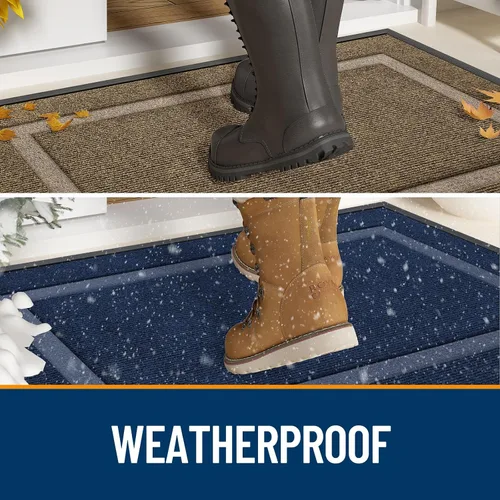 Miniatura 3 de OLANLY Tapete para puerta delantera interior y exterior, impermeable, para todo tipo de clima, goma natural resistente, perfil bajo, fácil de Gris
